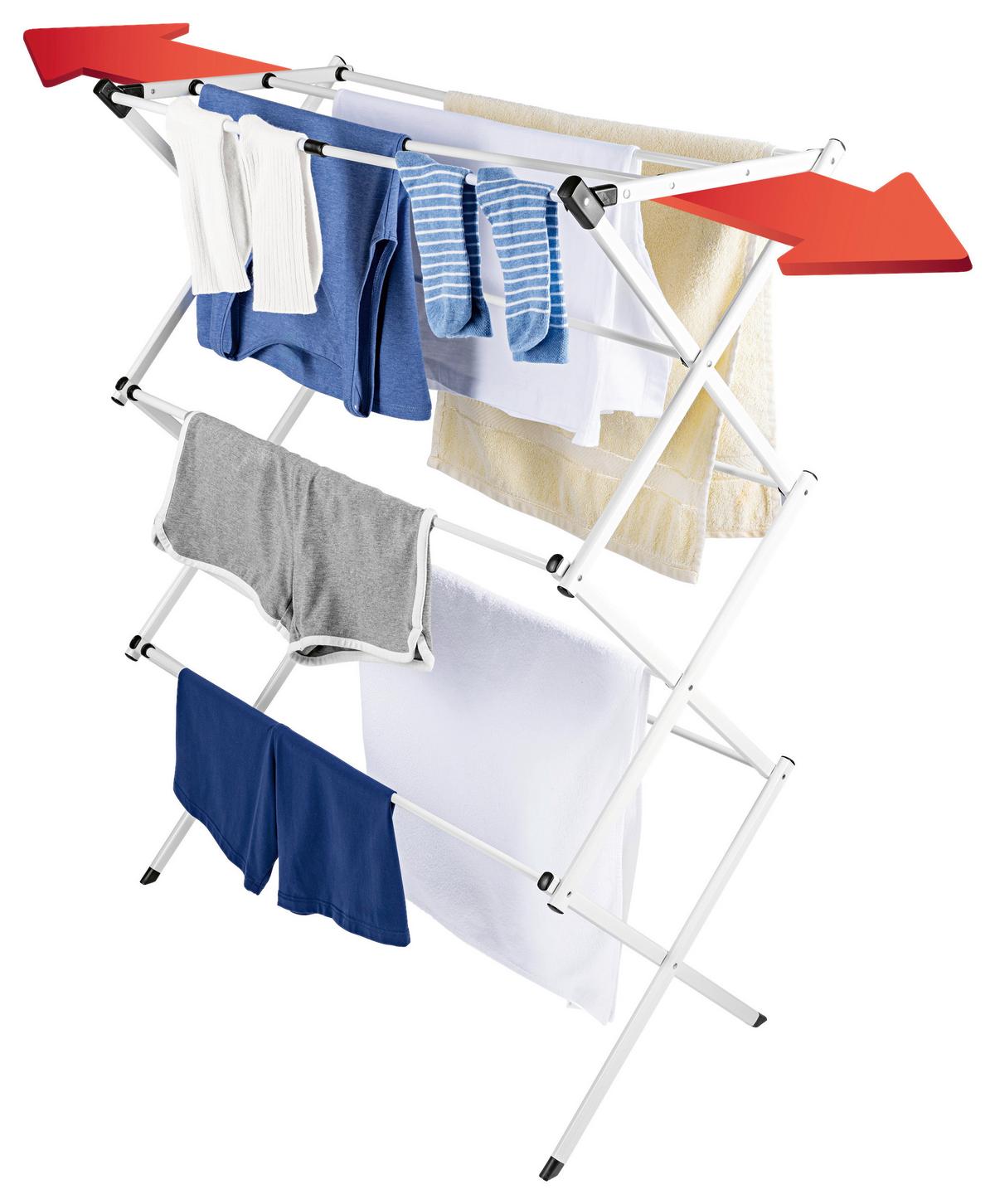 Wäscheständer Easymaxx Weiß, LxBxH: 75x37x104 cm - Weiß, Basics, Kunststoff/Metall (75/37/104cm)
