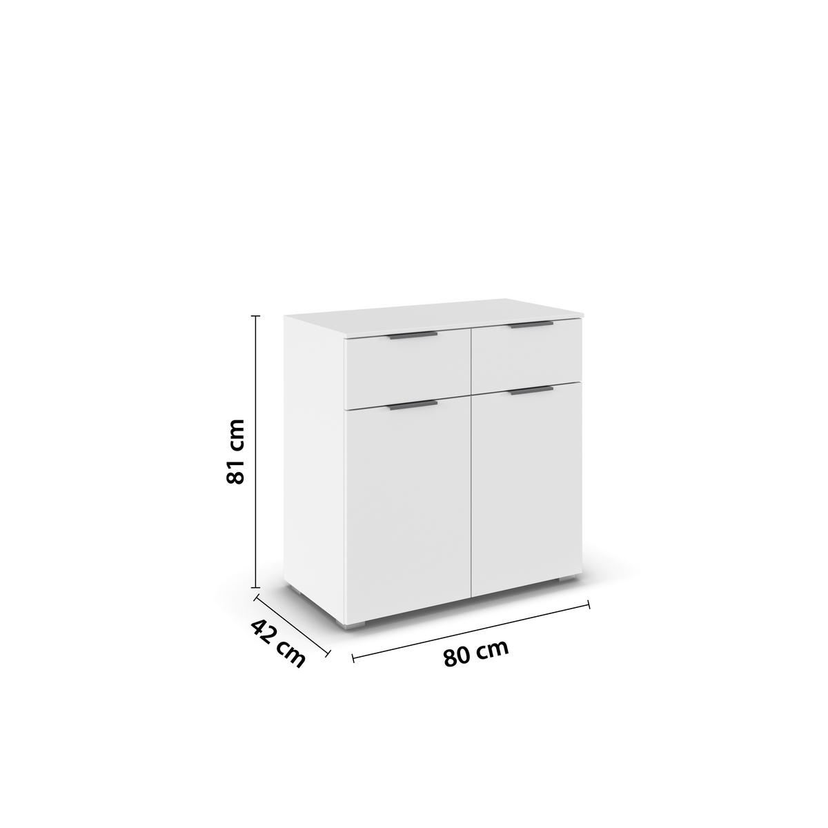 KOMMODE Alabama Weiß B: 80cm - Alufarben/Weiß, MODERN, Holzwerkstoff (80/81/42cm) - Rauch Möbel
