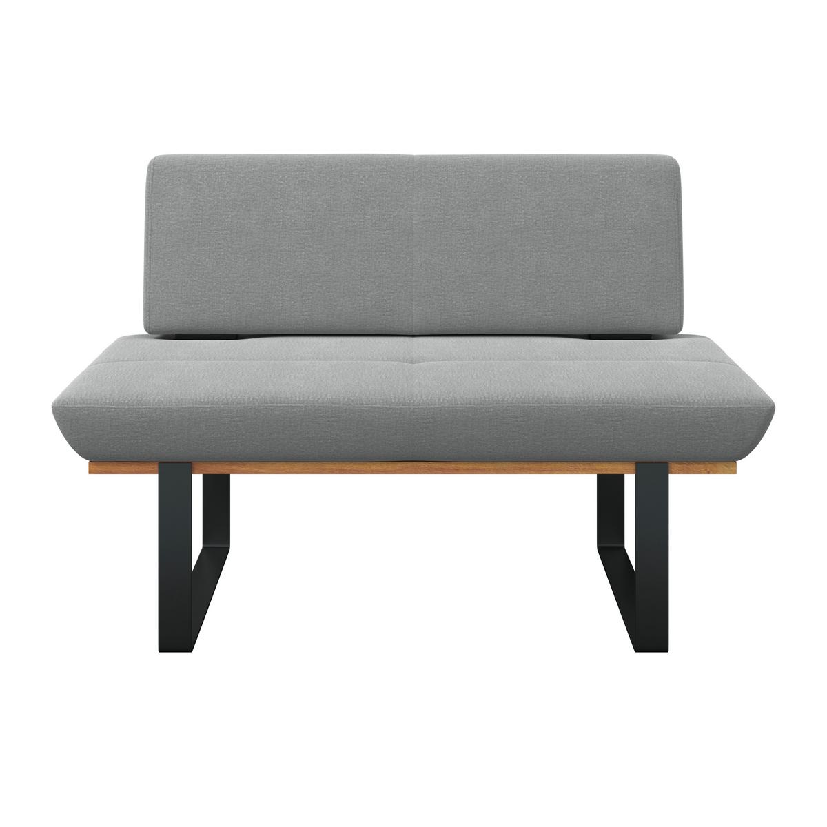 Sitzbank Tristan Webstoff hellgrau, B: 130cm - Hellgrau/Schwarz, MODERN, Holz/Textil (130/48/90cm) - James Wood
