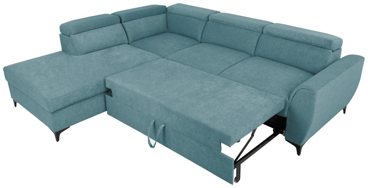 Ecksofa Lapis Petrol S: 217/255 Cm - Petrol/Schwarz, KONVENTIONELL, Textil (217/255cm) - MID.YOU