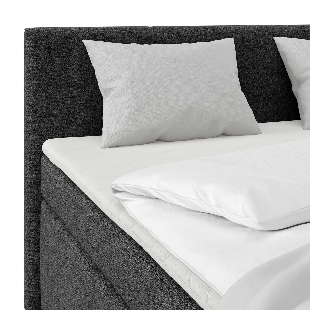 Boxspringbett Mira I Nordic, Lf: 180x200 cm - Alufarben/Schwarz, Basics, Textil (180/200cm)