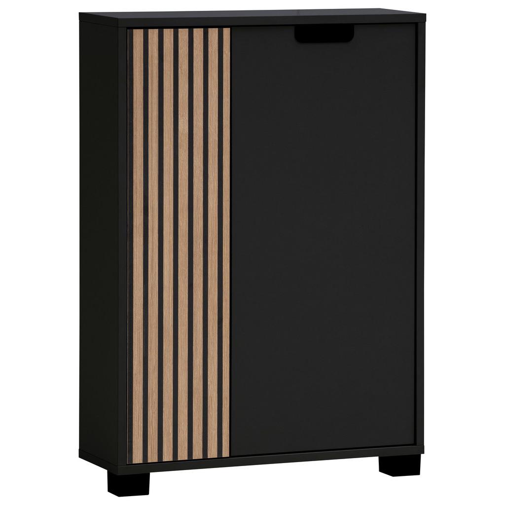 SCHUHSCHRANK Schwarz/Eichefarben B: 59,8 cm