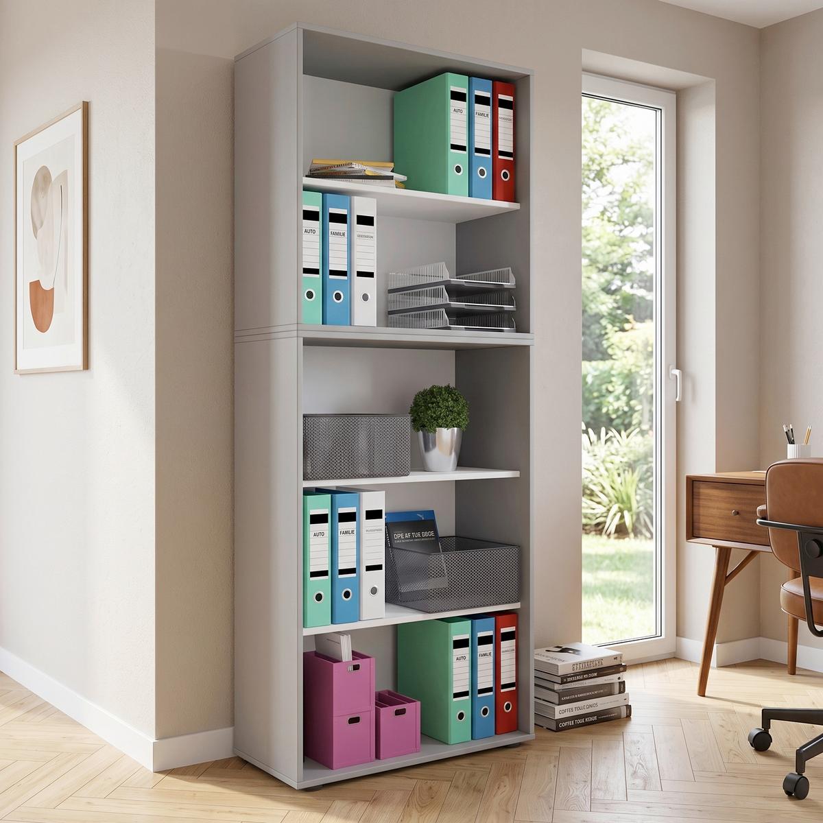 Aktenregal Lona XXL Grau B: 70 cm - Schwarz/Grau, Basics, Holzwerkstoff (70/178/37cm) - P & B
