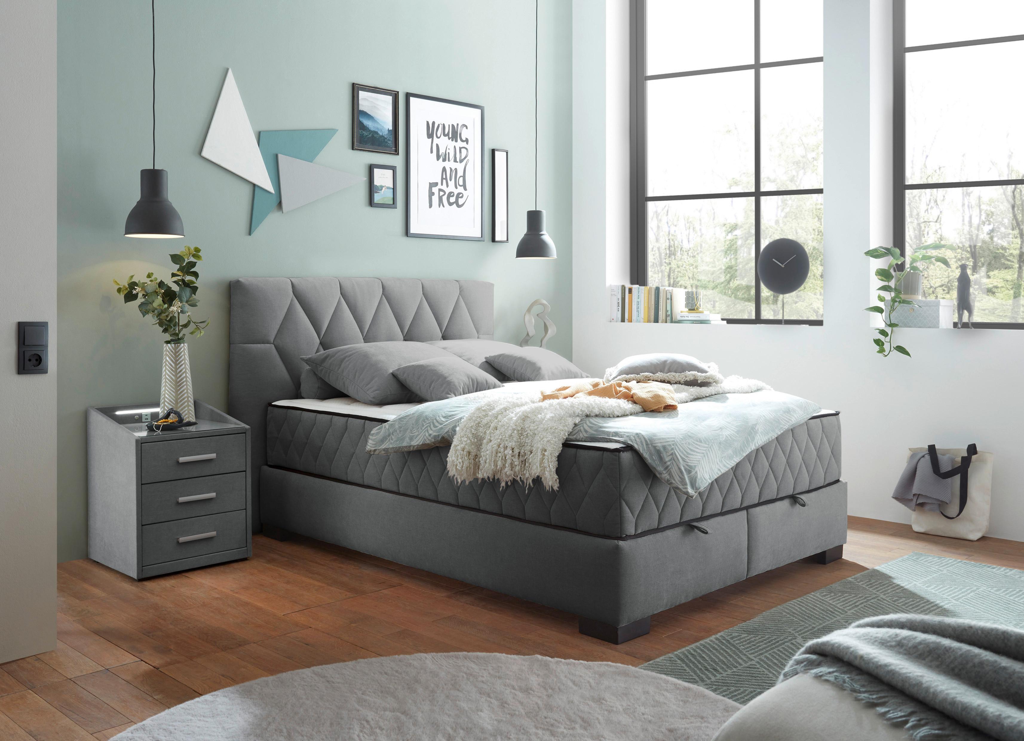 Boxbett Nagol B - Anthrazit/Schwarz, MODERN, Holzwerkstoff/Textil (140/200cm) - MID.YOU