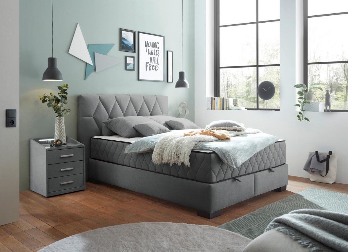Boxbett Nagol B - Anthrazit/Schwarz, MODERN, Holzwerkstoff/Textil (140/200cm) - MID.YOU