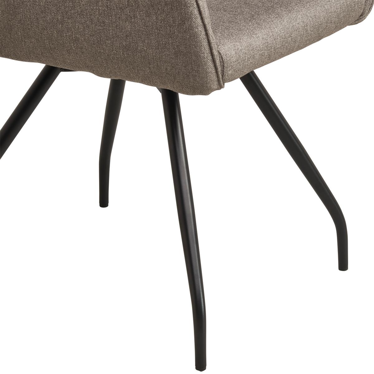 Armlehnstuhl Pam Hellgrau, Sitzfl. 360° Drehbar - Hellbraun/Schwarz, KONVENTIONELL, Holz/Textil (57/85.5/60cm) - MID.YOU