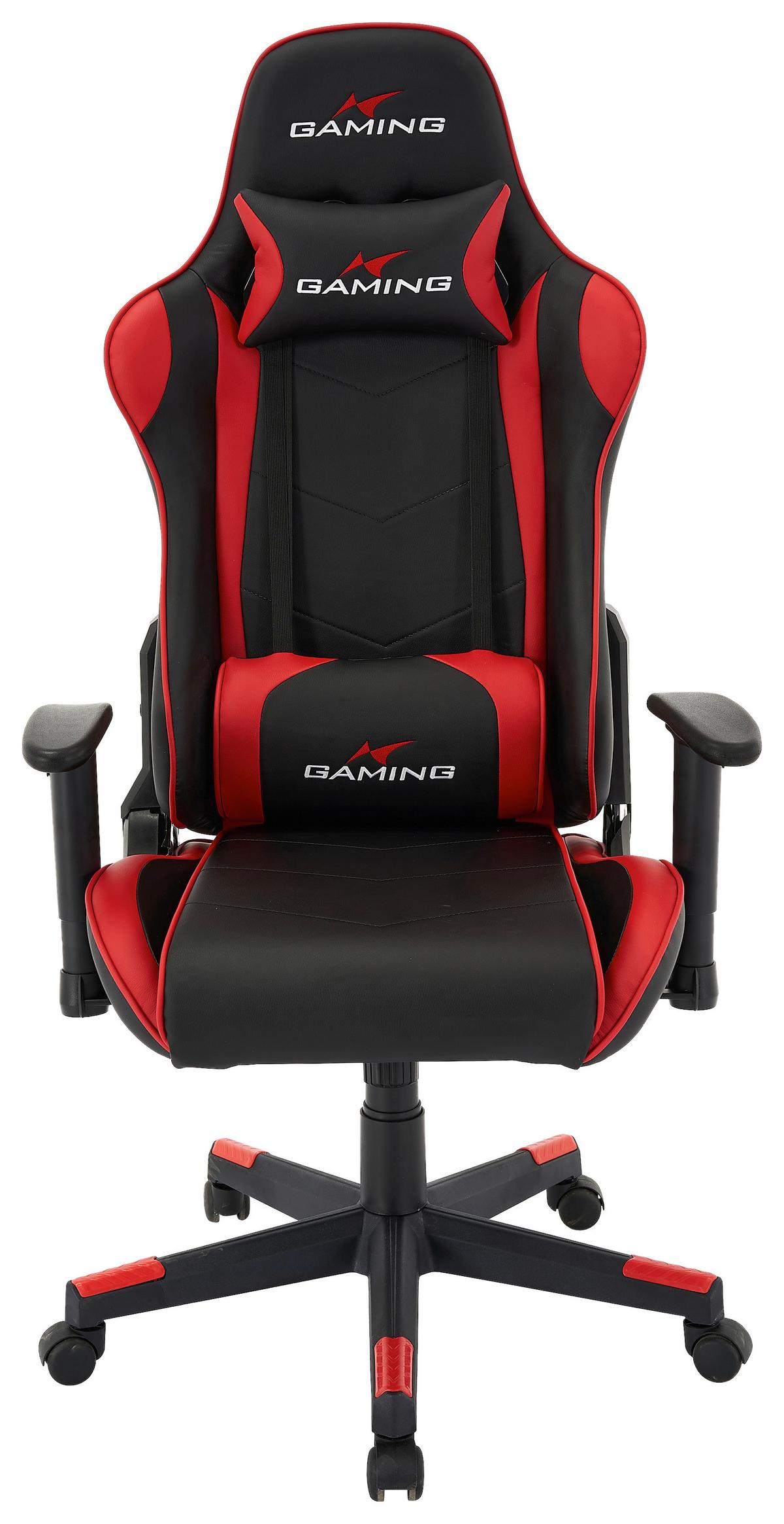 Gaming Stuhl Genf M. Armlehnen + Stützkissen Schwarz/rot - Rot/Schwarz, MODERN, Kunststoff/Textil (70/137/57cm)