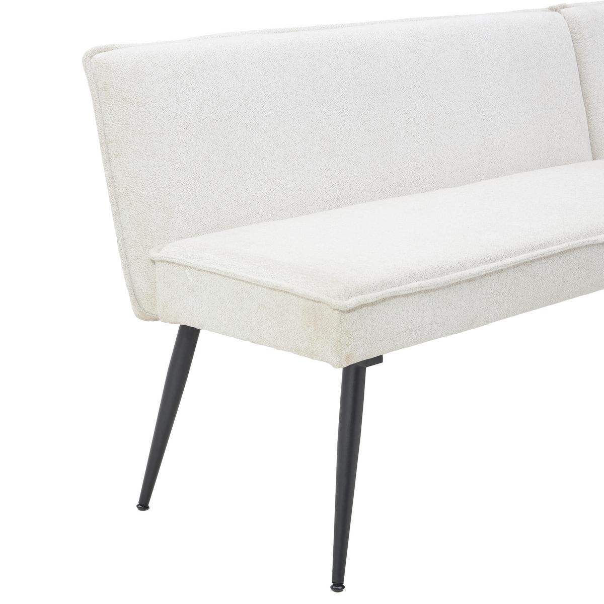 Eckbank Beige Leinenoptik Polyester Aleks 195x157 cm - Beige/Schwarz, LIFESTYLE, Textil/Metall (195/157cm) - MID.YOU