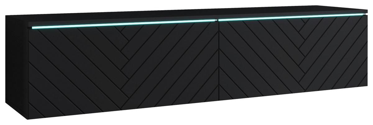 Nízká komoda s LED osvětlením 140cm - šedá/černá, Basics, kompozitní dřevo/plast (140/30/33cm) - P & B