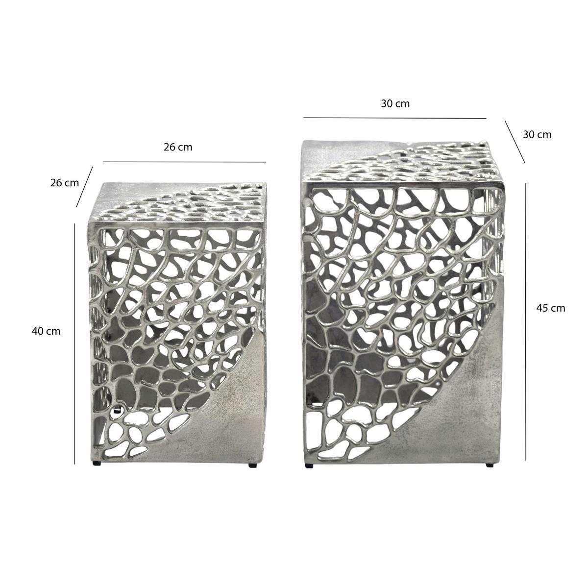 SATZTISCH Silberfarben 2-teilig - Silberfarben, Design, Metall (30/26/30/26/45/40cm) - MID.YOU