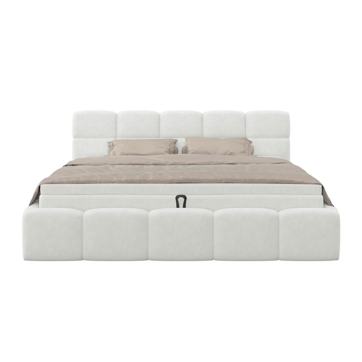 Polsterbett Noe Cremefarben 160x200 Cm - Creme/Schwarz, Trend, Textil/Metall (160/200cm)