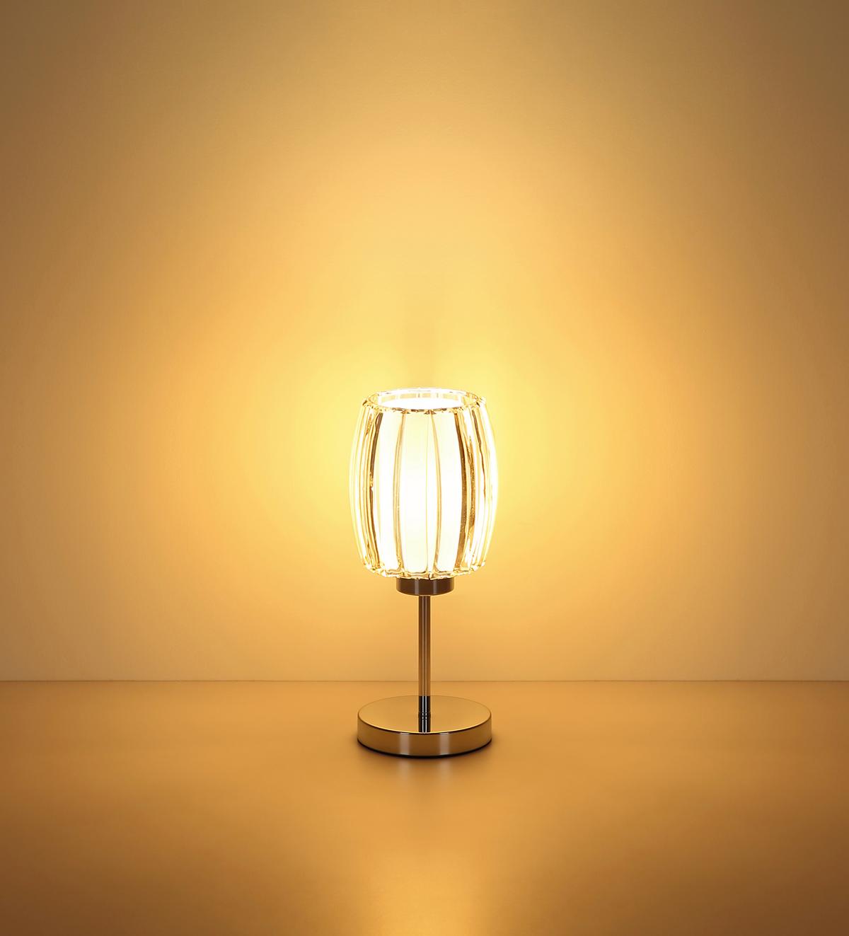 Tischleuchte Wippschalter - Klar/Chromfarben, Design, Glas/Kunststoff (18/40cm) - Globo