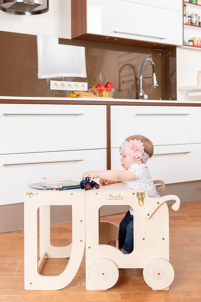 Kombihochstuhl Trolley Step Stool Lackiert - Klar, Basics, Holz (38/90/40cm)
