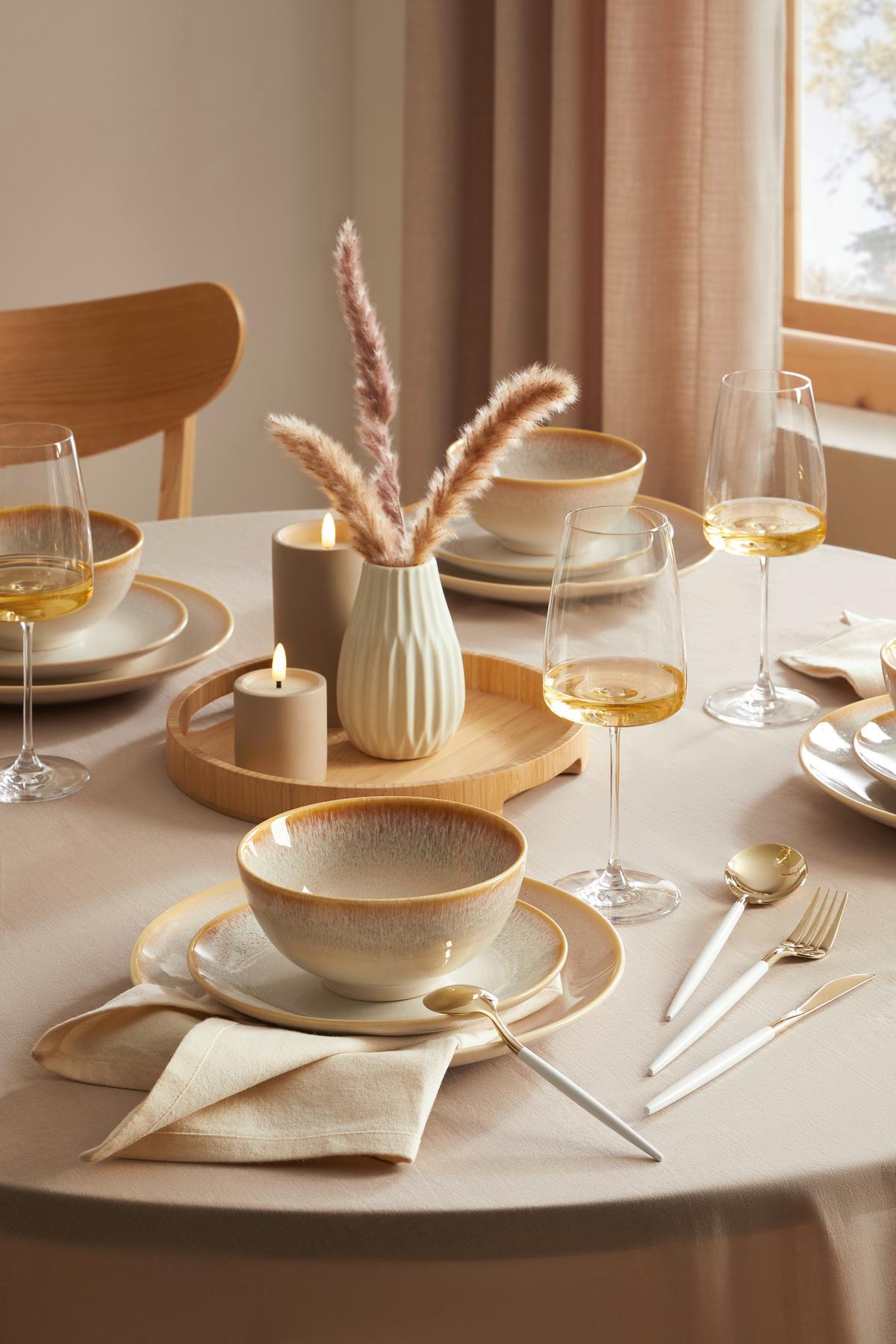 Kombinovaný servis 12-dielny - krémová, Modern, keramika - Mömax