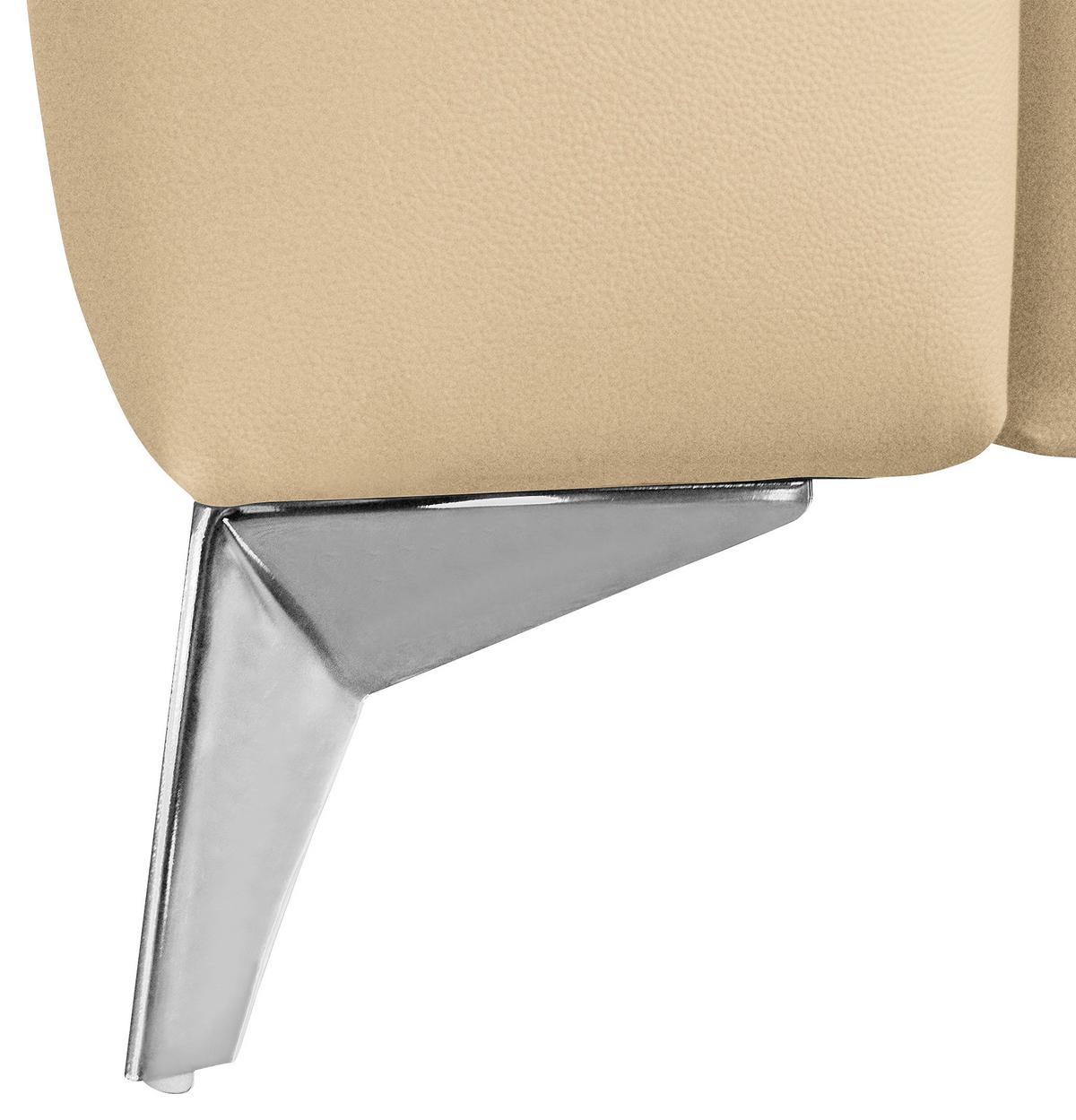 Ecksofa Mondo, Beige S: 286x208 Cm - Chromfarben/Beige, Design, Leder/Textil (286/208cm) - Livetastic