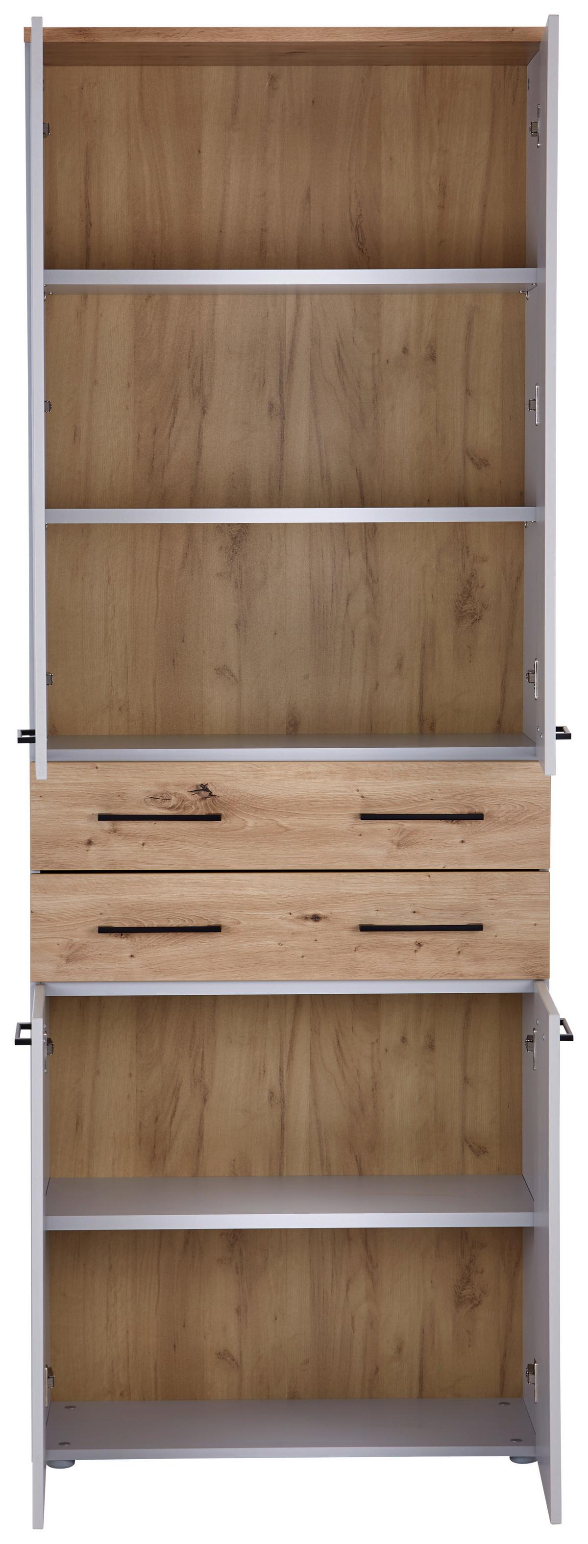 Aktenregal Kontor K6 Eiche Dekor Grau B: 80 Cm - Eichefarben/Grau, MODERN, Holzwerkstoff (80/220/38cm)