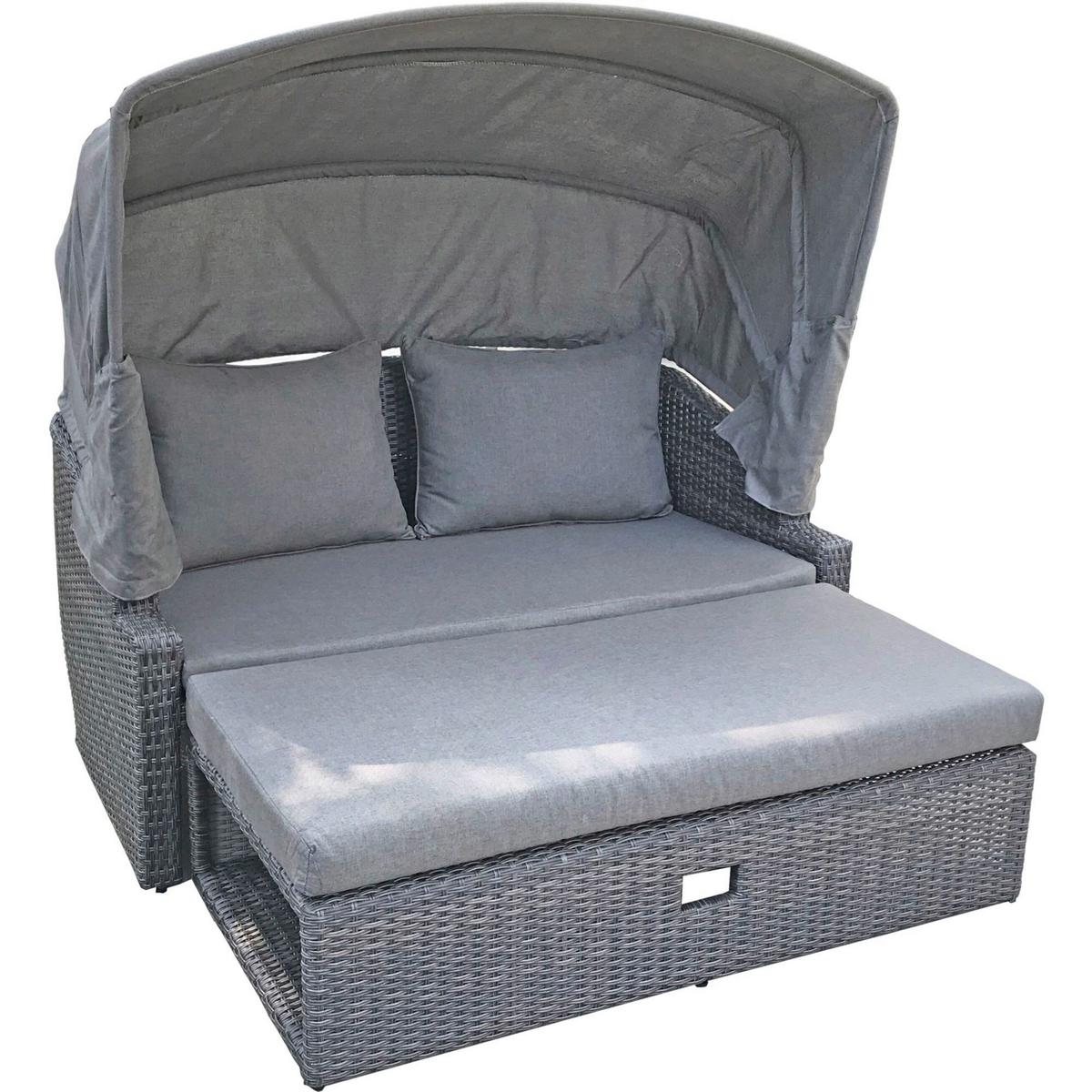 Loungesofa Monte Carlo - Dunkelgrau/Grau, Basics, Kunststoff/Textil (144/74/146cm) - Gardenson