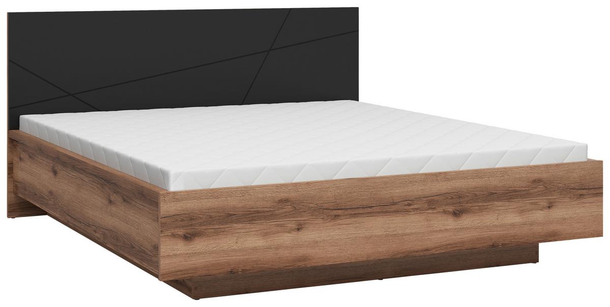 Bett Forn 180x200 Cm Schwarz, Eichefarben - Eichefarben/Schwarz, MODERN, Holzwerkstoff (180/200cm) - MID.YOU
