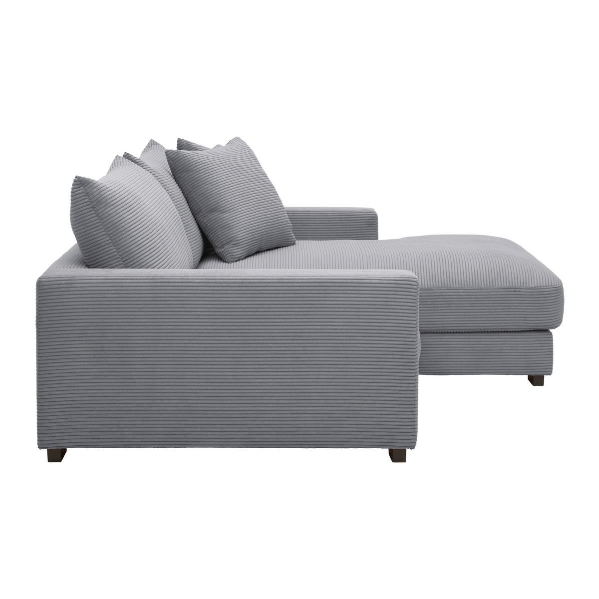 Rohová sedačka PEDRO, pravá, šedý manšestr - šedá, Moderní, textil (265/180cm) - Mömax