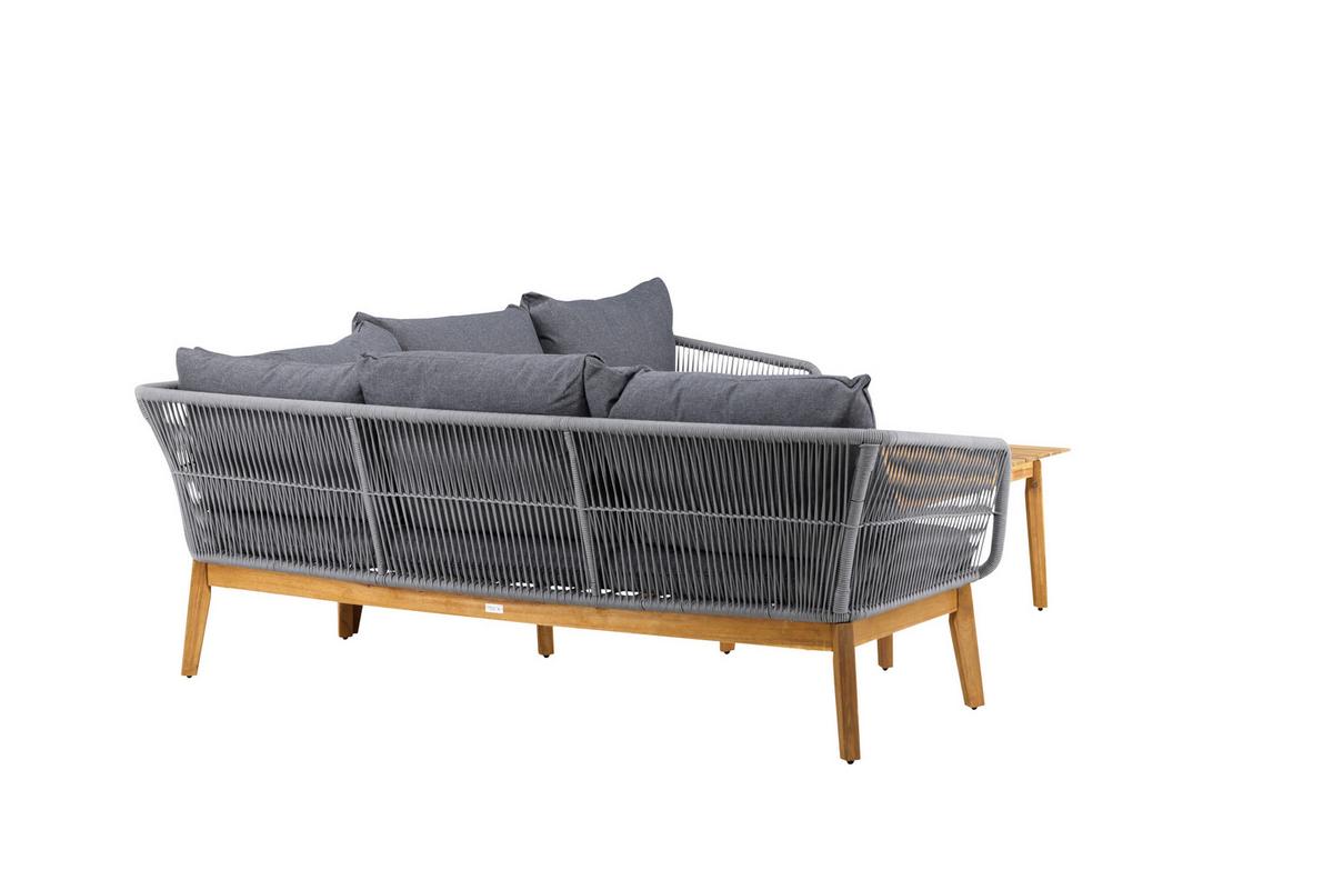Loungegarnitur Chania - Dunkelgrau/Grau, KONVENTIONELL, Holz/Kunststoff (210/160cm) - Gardenson