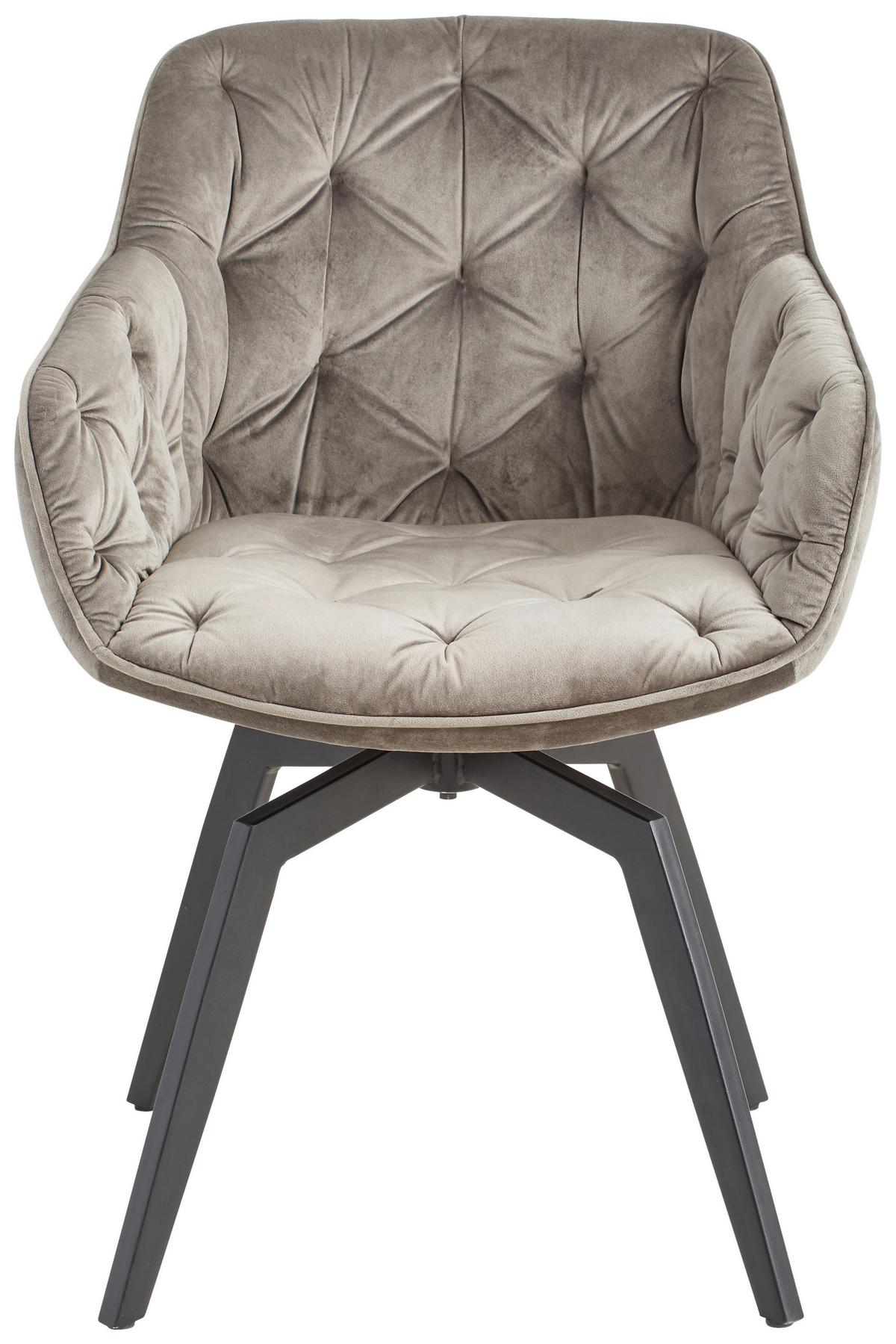 Armlehnstuhl Avegno Grau Mit Drehbare Sitzfläche - Schwarz/Grau, MODERN, Holz/Textil (59,5/84/63,5cm) - Livetastic