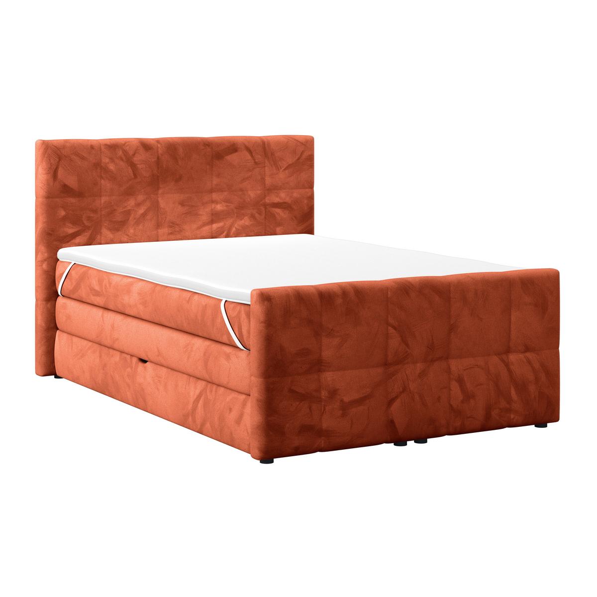 Boxspringbett mit Topper und Bettkasten 140x200 cm Medino - Rostfarben, KONVENTIONELL, Holz/Holzwerkstoff (140/200cm) - Luca Bessoni