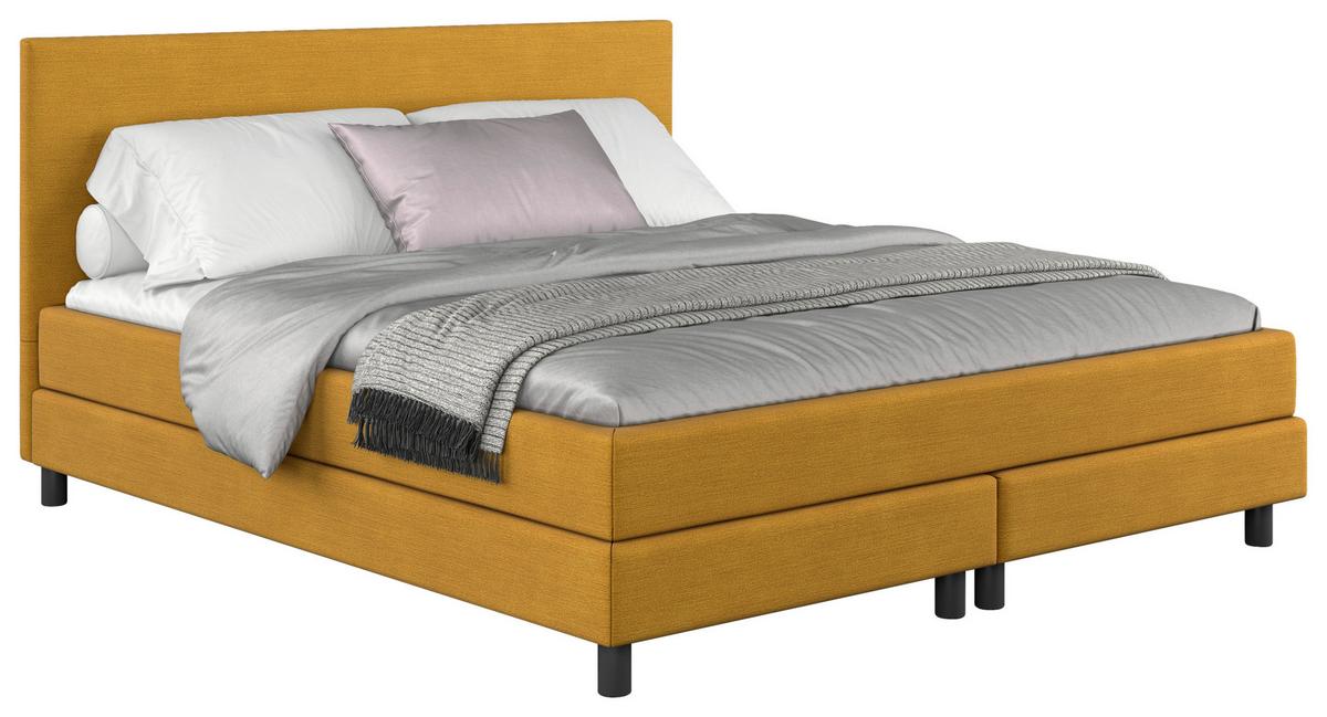 Boxbett mit Topper Andorra 180x200 cm Gelb - Gelb/Schwarz, MODERN, Holzwerkstoff/Textil (180/200cm) - MID.YOU