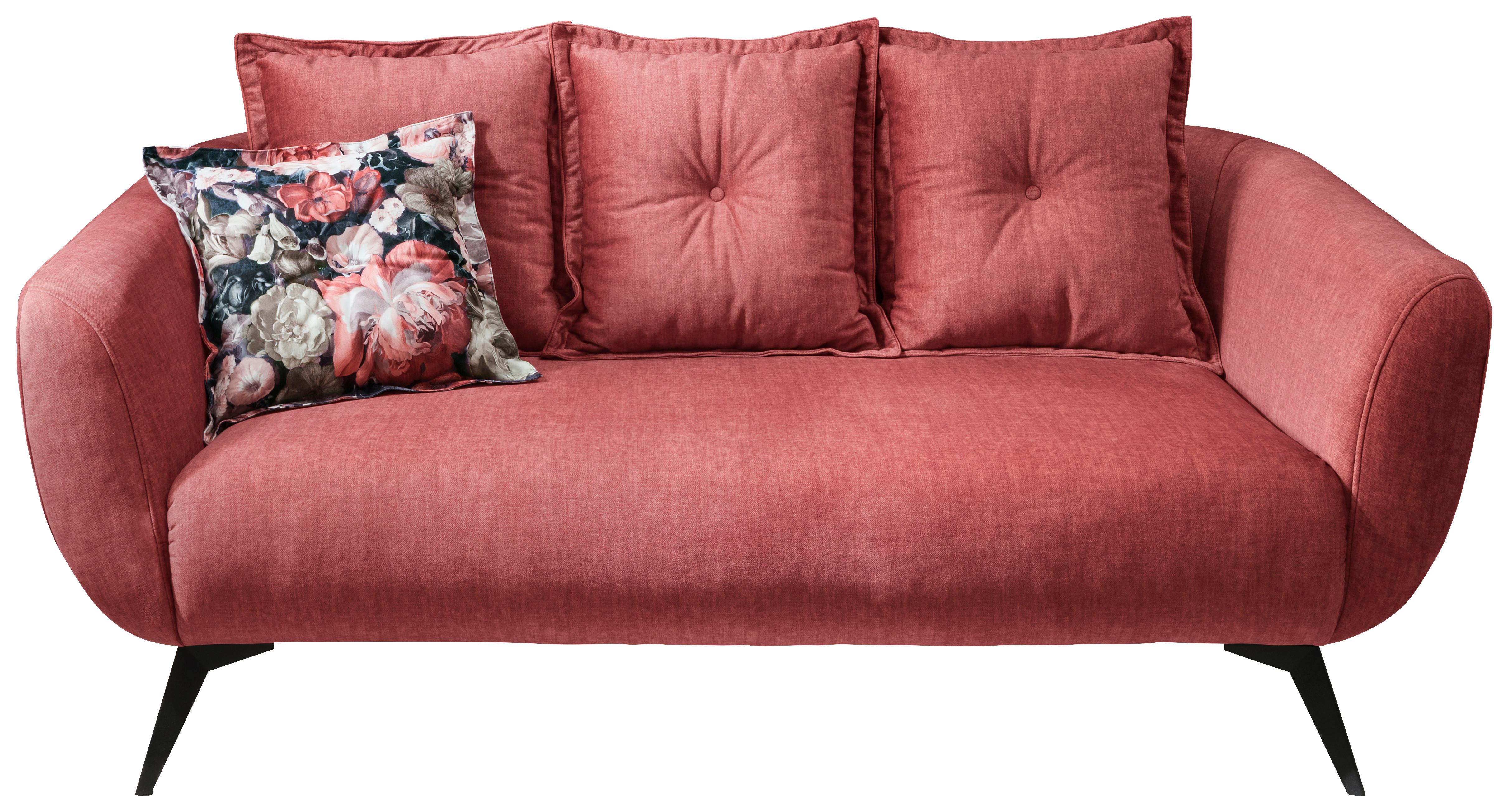 2,5-Sitzer-Sofa Baggio mit Kissen Koralle - Koralle/Multicolor, MODERN, Holz/Textil (196/94/103cm) - Livetastic