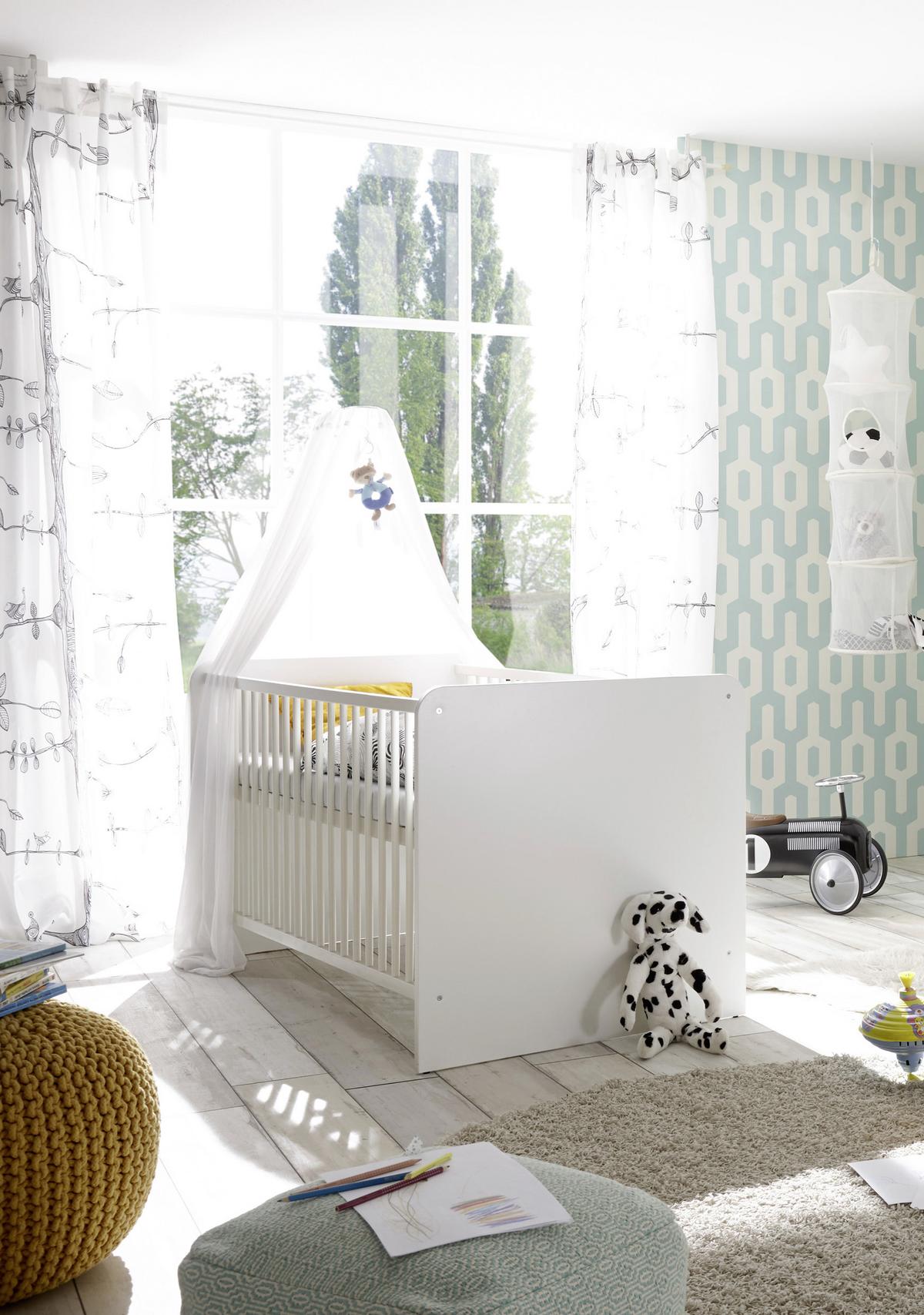 Babybett Bibo Weiß Dekor Höhenverstellbar, Lattenrost - Weiß, KONVENTIONELL, Holzwerkstoff (70/140cm) - MID.YOU