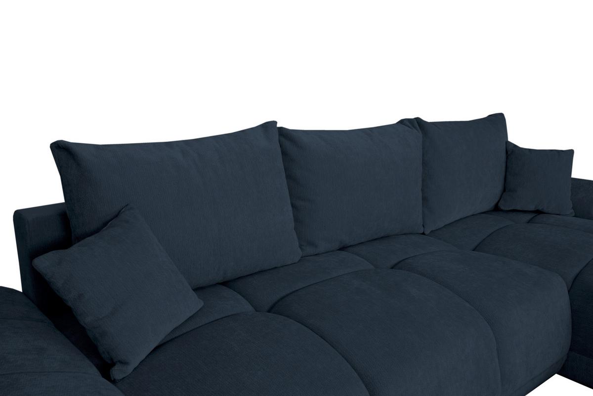 Rohová sedačka BONN, oboustranná, tm.modrá žinylka - černá/tmavě modrá, Moderní, textil/plast (296/182cm)