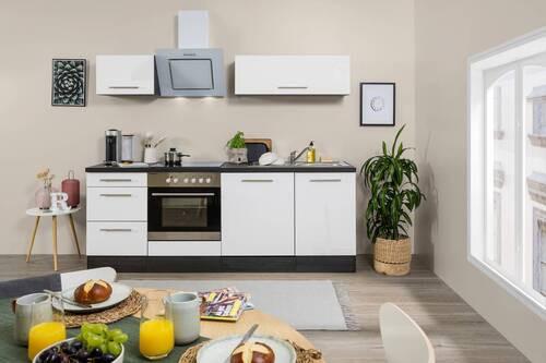 Küchenzeile Respekta Rp220ewc mit Geräte 220 cm Grau/Weiß - Weiß/Grau, Basics, Holzwerkstoff (220cm) - Respekta
