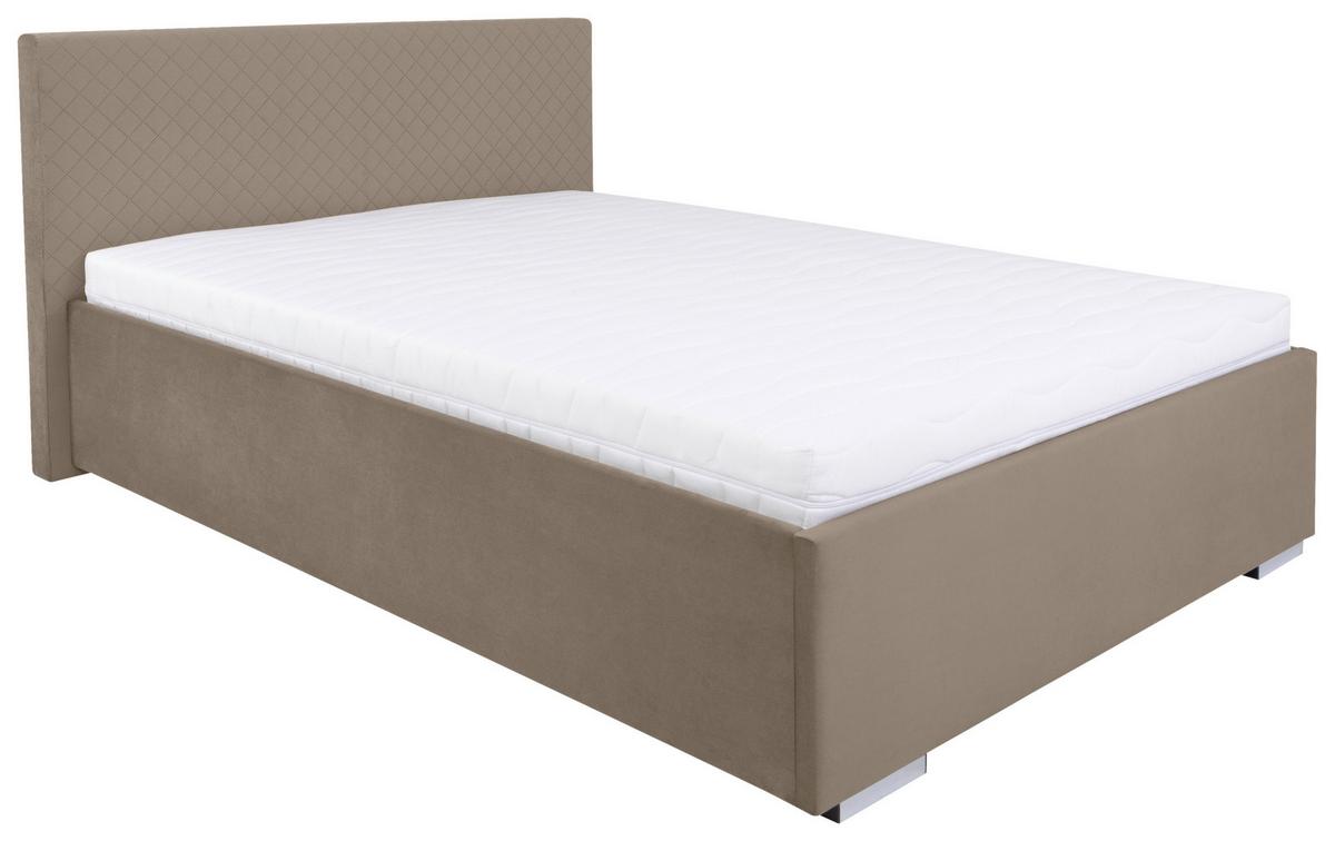 Polsterbett Mit Bettkasten 120x200 Cm Syntia - Chromfarben/Beige, MODERN, Holz/Textil (120/200cm) - MID.YOU