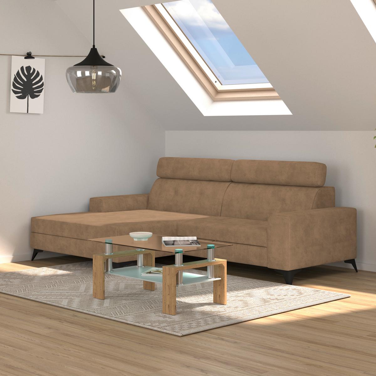 Wohnlandschaft Florida - Beige, MODERN, Holz/Holzwerkstoff (175/275cm)