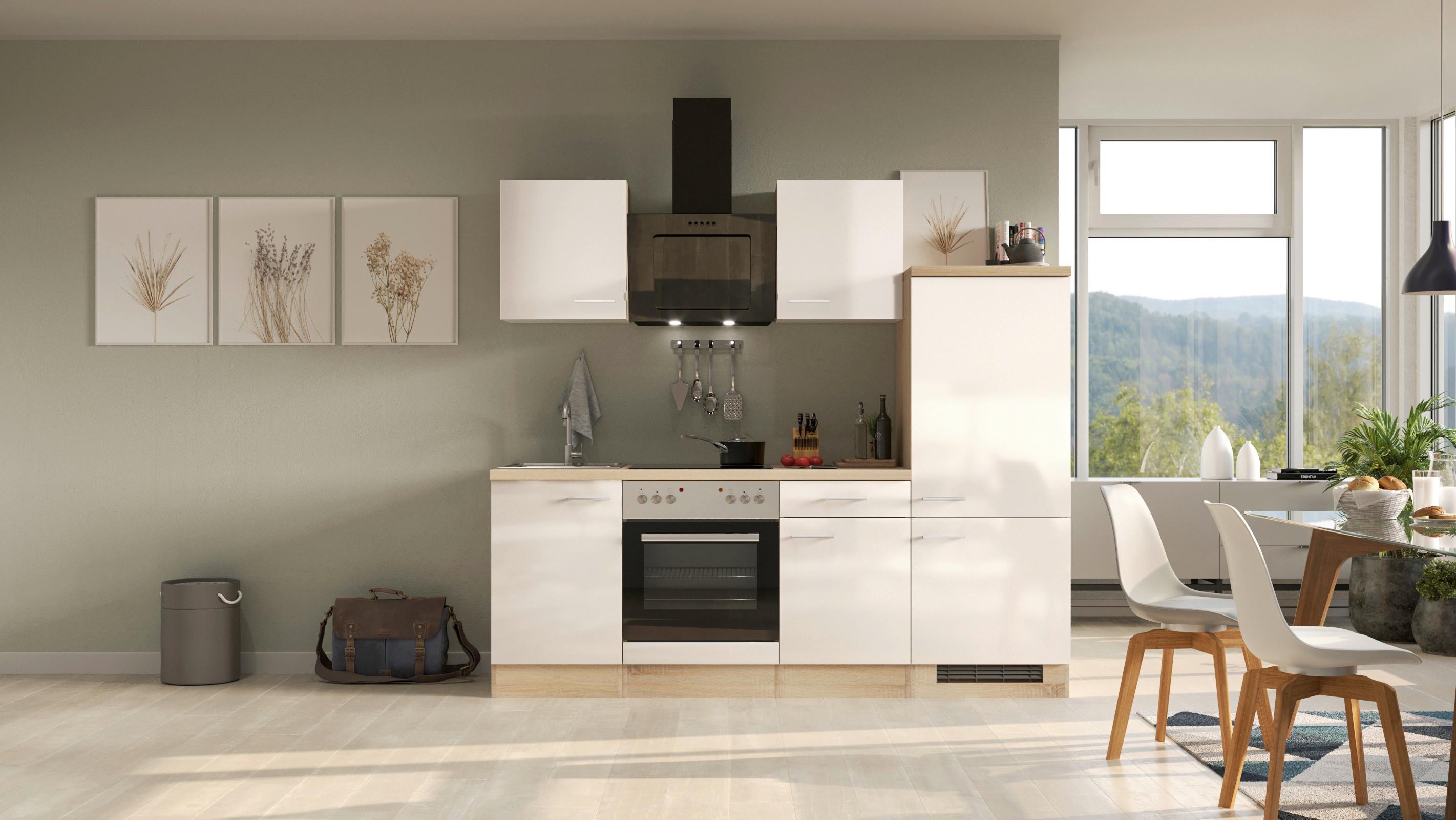 Küchenblock Nepal Sonoma Eiche/Kaschmir B: 220cm - Kaschmir/Sonoma Eiche, MODERN, Holzwerkstoff (220cm) - FlexWell