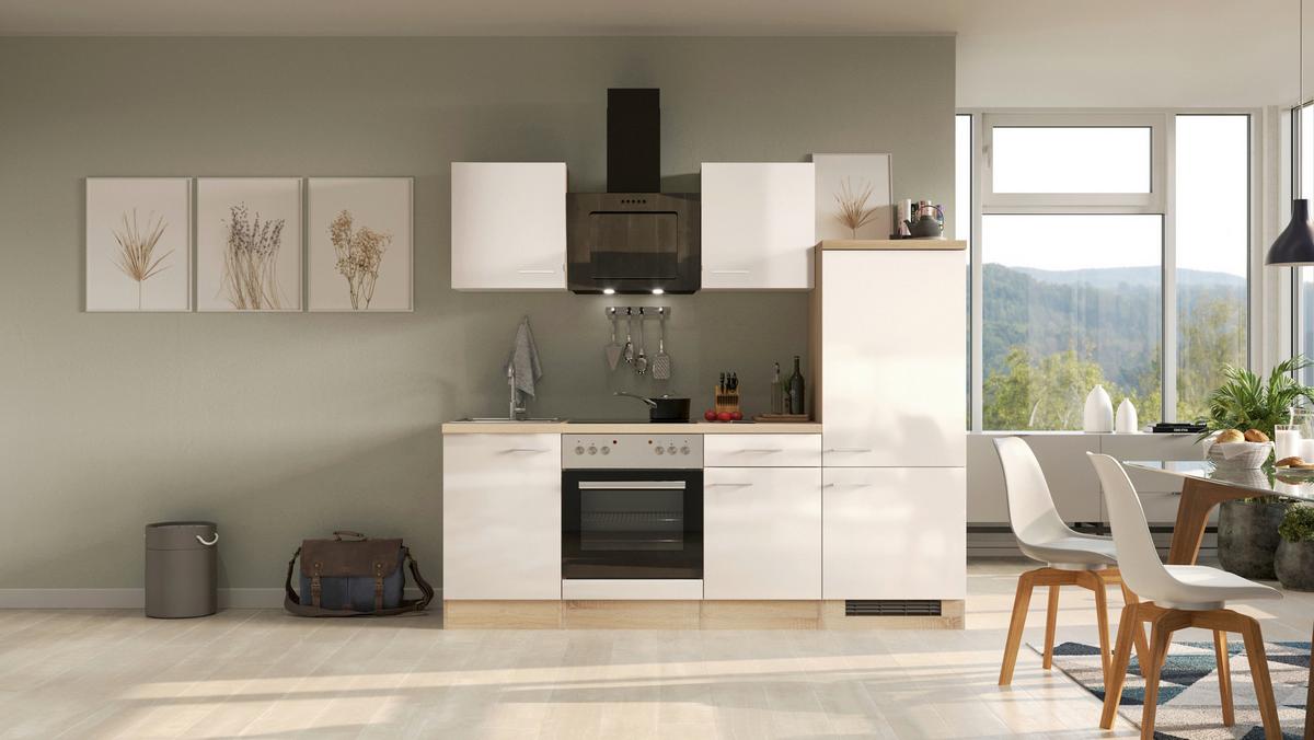 Küchenblock Nepal Sonoma Eiche/Kaschmir B: 220cm - Kaschmir/Sonoma Eiche, MODERN, Holzwerkstoff (220cm) - FlexWell