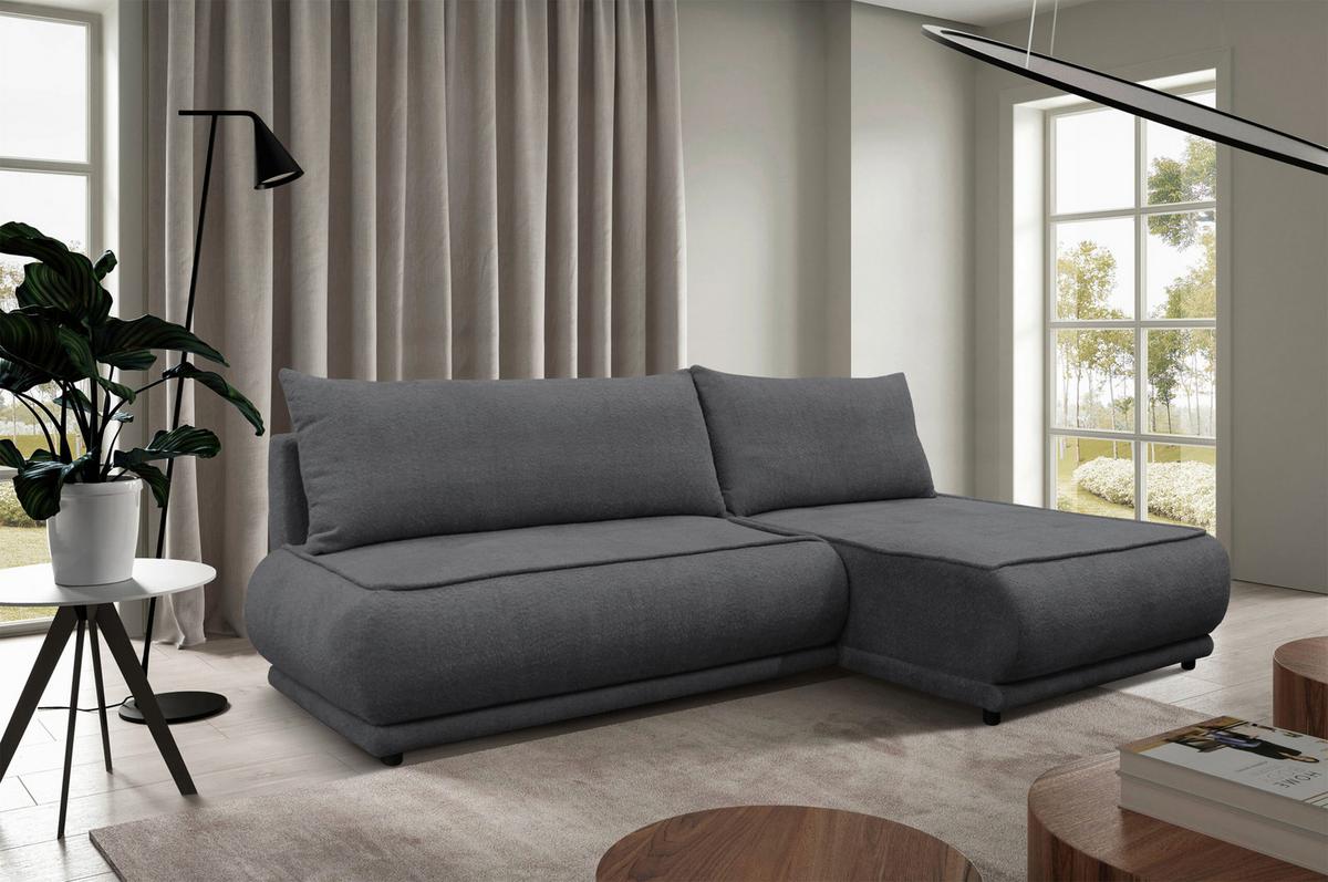 Ecksofa Paros Dunkelgrau 277x179 Cm - Dunkelgrau/Schwarz, Design, Textil (277/179cm) - MID.YOU