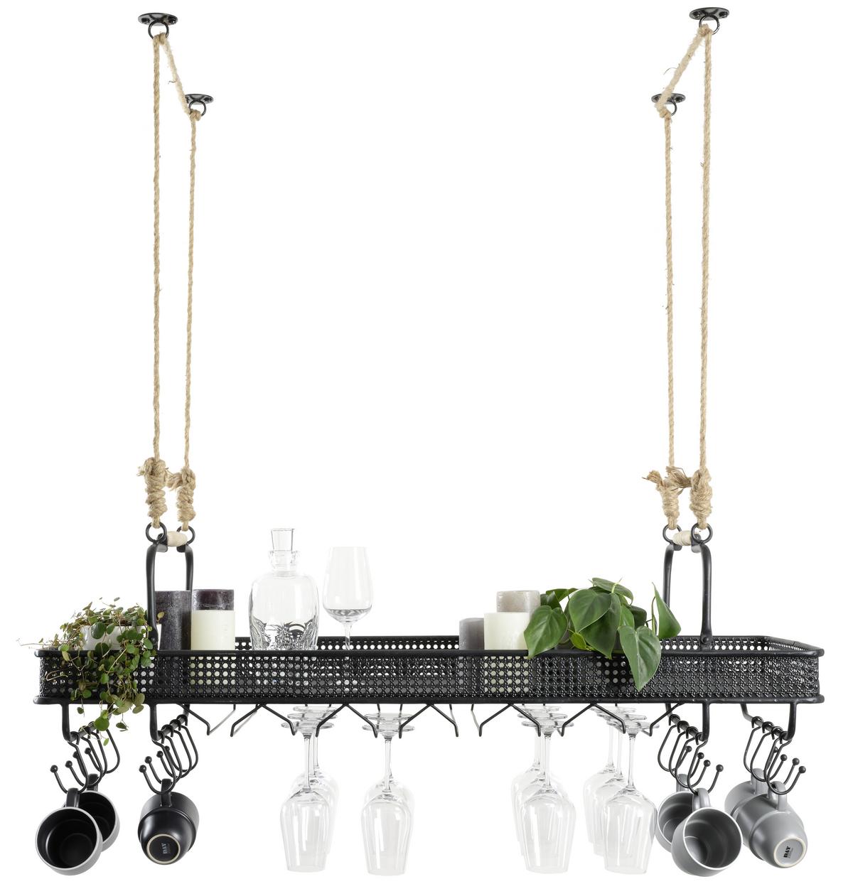 ZÁVĚSNÁ SKŘÍŇKA CONSTANTIN - černá/přírodní barvy, Lifestyle, kov/dřevo (120/35/41cm) - Premium Living