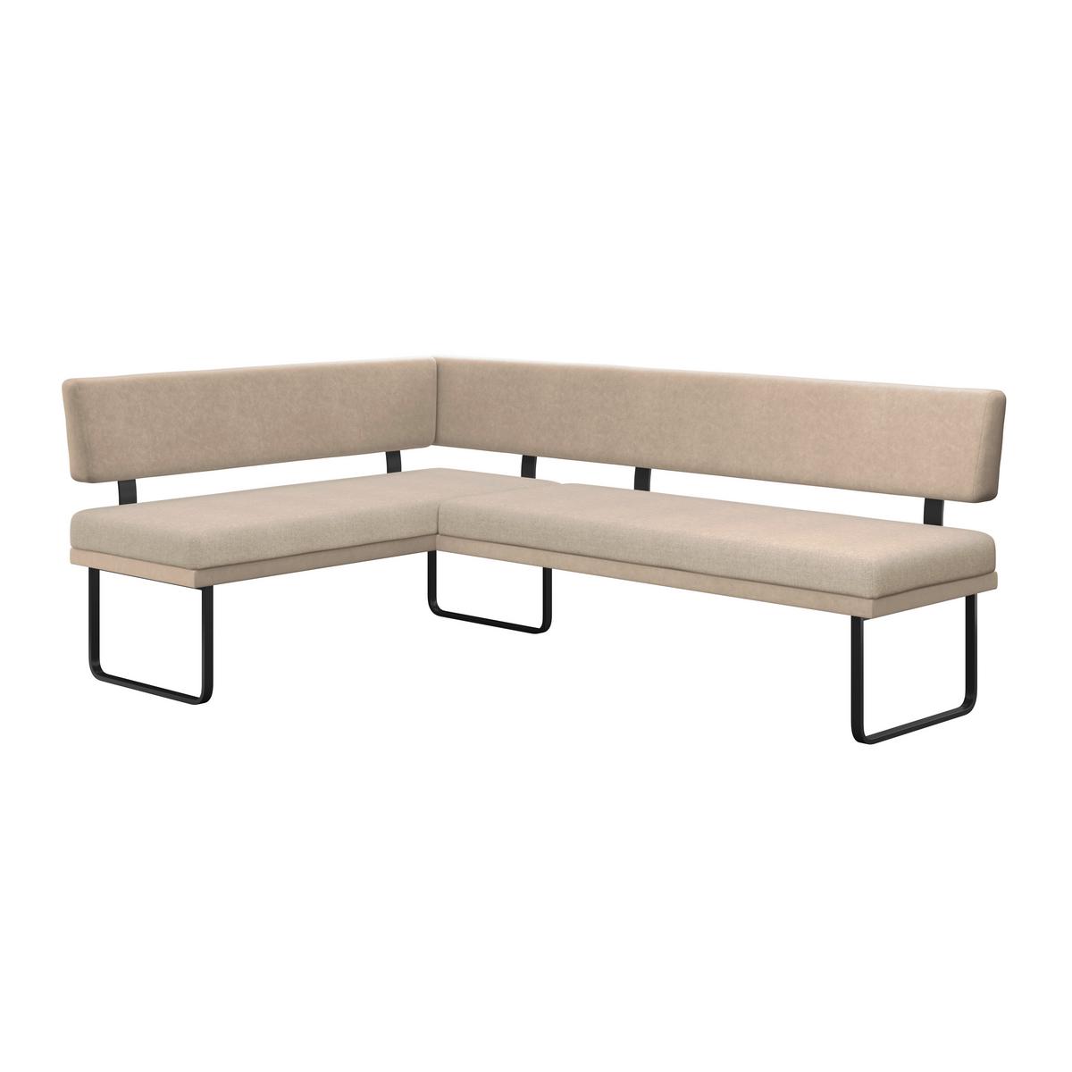 Eckbank Kian Webstoff Creme,  S:164x233 cm - Creme/Schwarz, Trend, Textil/Metall (164/233cm)