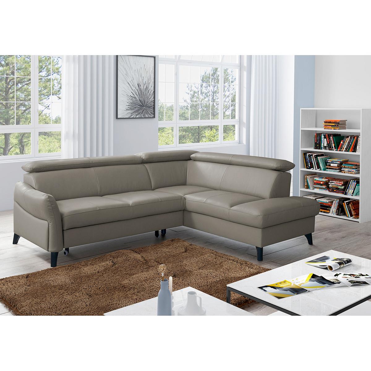 Ecksofa Note New Teilleder Schlammfarben 244x199 - Schlammfarben/Schwarz, Design, Leder/Textil (244/199cm) - Livetastic