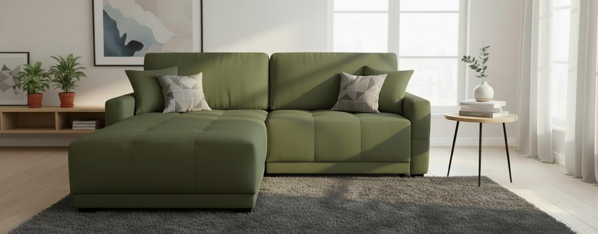 Ecksofa Mount Olivgrün S: 237x186 cm - Olivgrün, Design, Textil (237/186cm) - MID.YOU