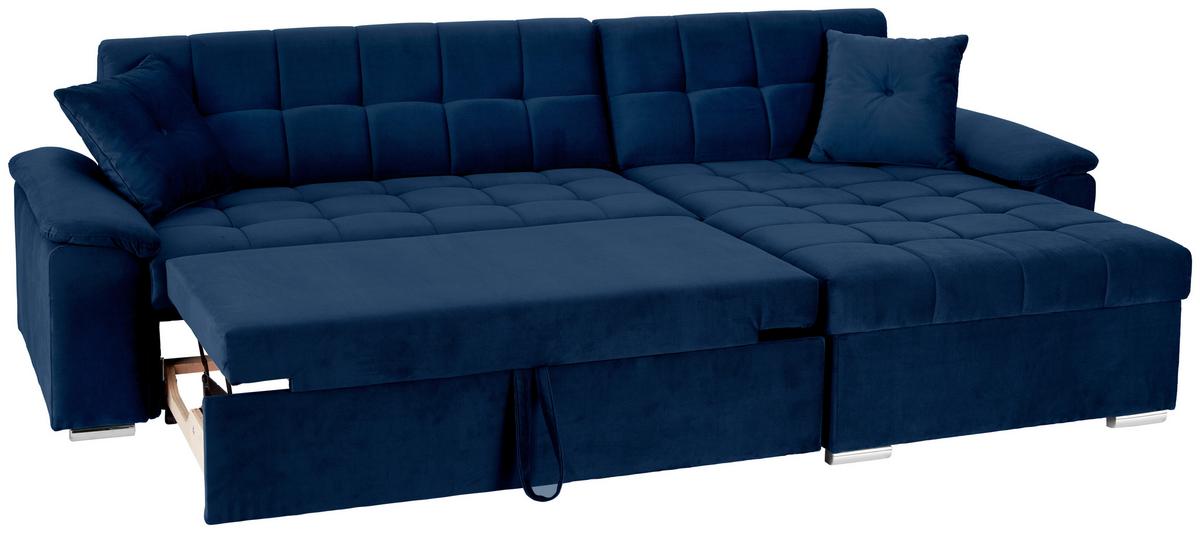 Ecksofa Bali Blau, 208x120cm - Blau, Trend, Textil (257/167cm) - Livetastic