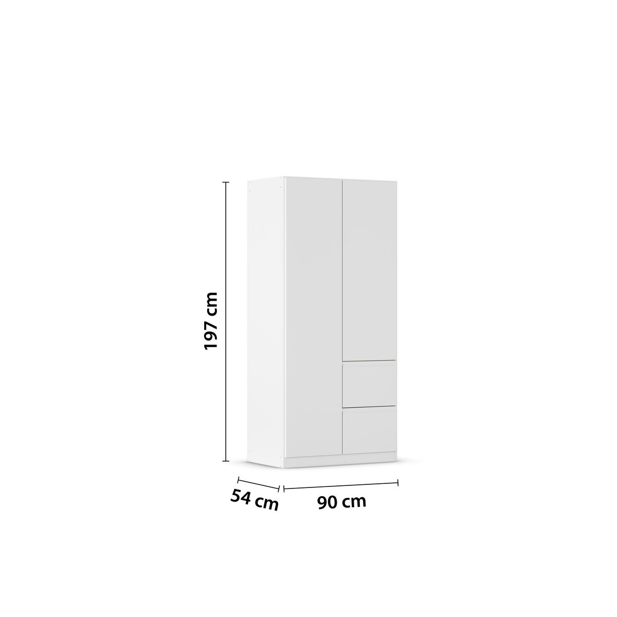 Drehtürenschrank Costa Weiß B: 91 cm - Weiß, MODERN, Holzwerkstoff (91/197/54cm) - Rauch Möbel