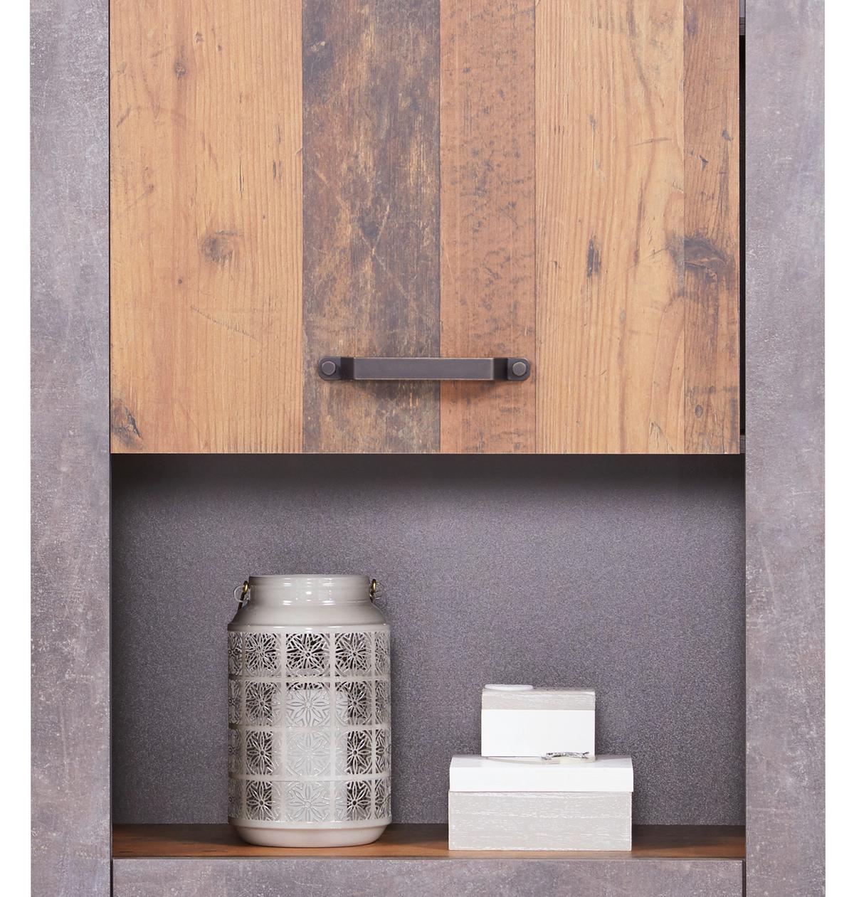 Mehrzweckschrank Ontario Old Style Deko Bxh 71,4x200 Cm - Dunkelgrau/Eichefarben, Trend, Holzwerkstoff (71,4/200/41,5cm) - Ondega