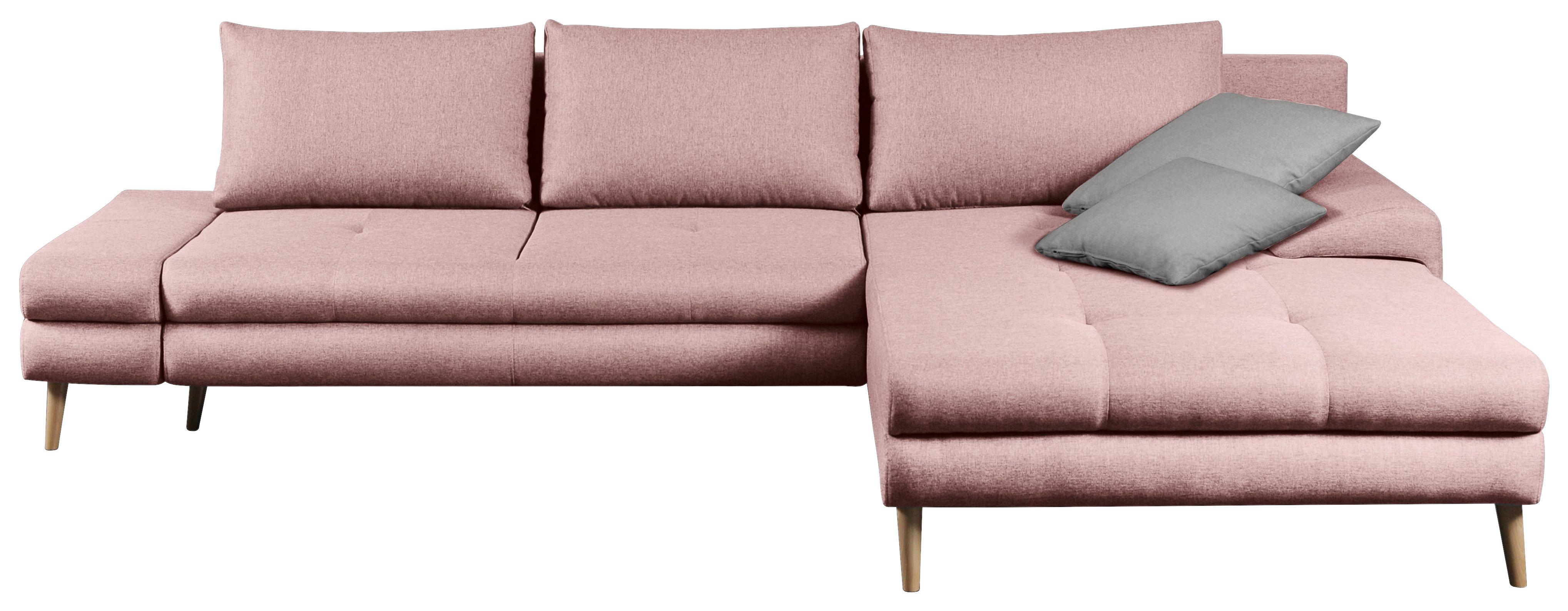 Ecksofa mit Schlaffunktion Floby Stauraum Rosa - Erlefarben/Naturfarben, Trend, Textil (313/215cm) - MID.YOU
