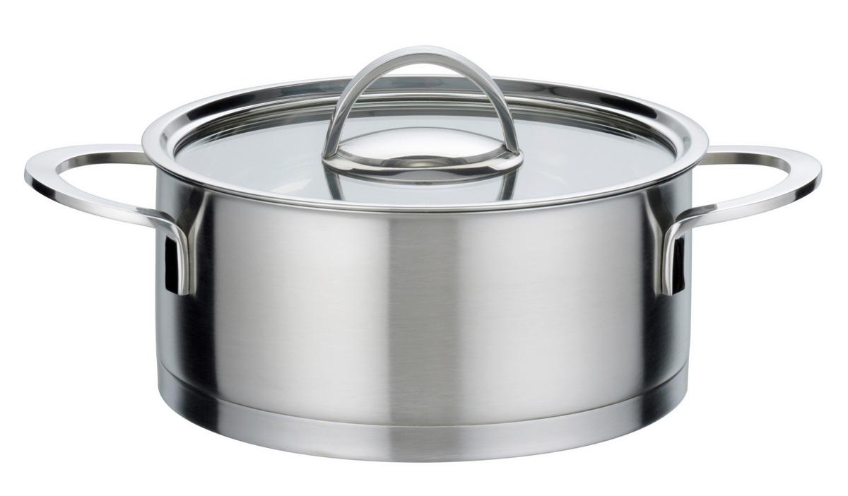 Kochtopfset Edelstahlfarben - Klar/Edelstahlfarben, Basics, Glas/Metall - GSW