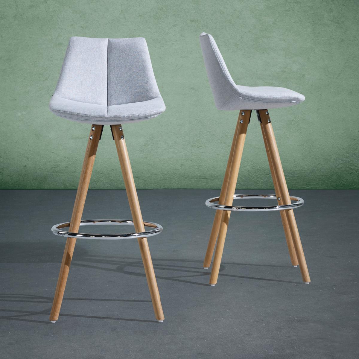Barová židle Nelo - světle šedá/barvy chromu, Moderní, kov/dřevo (42/100/33cm) - Modern Living