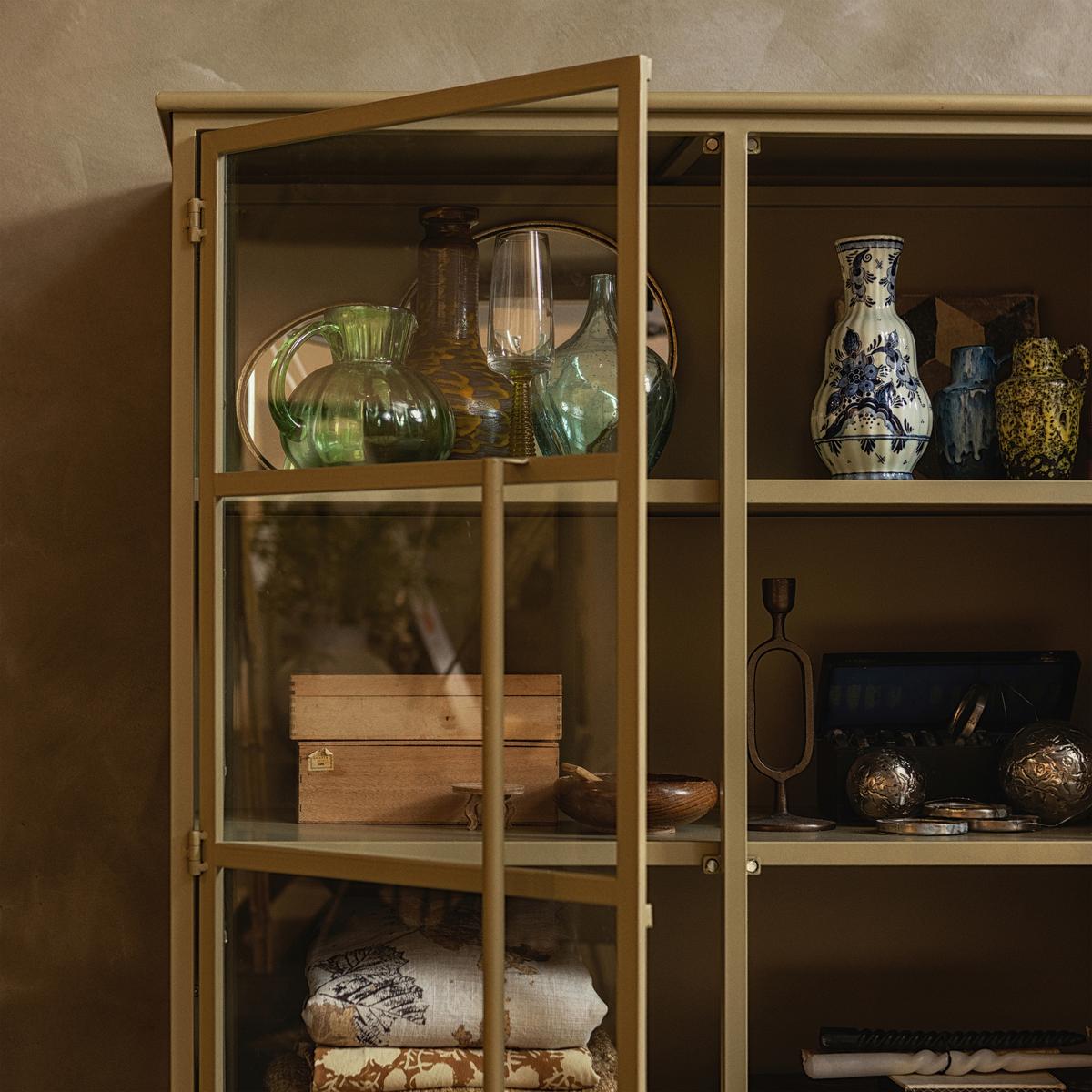Vitrine Exhibit Khaki B: 99 Cm - Khaki, Design, Glas/Metall (99/170/44cm) - Livetastic