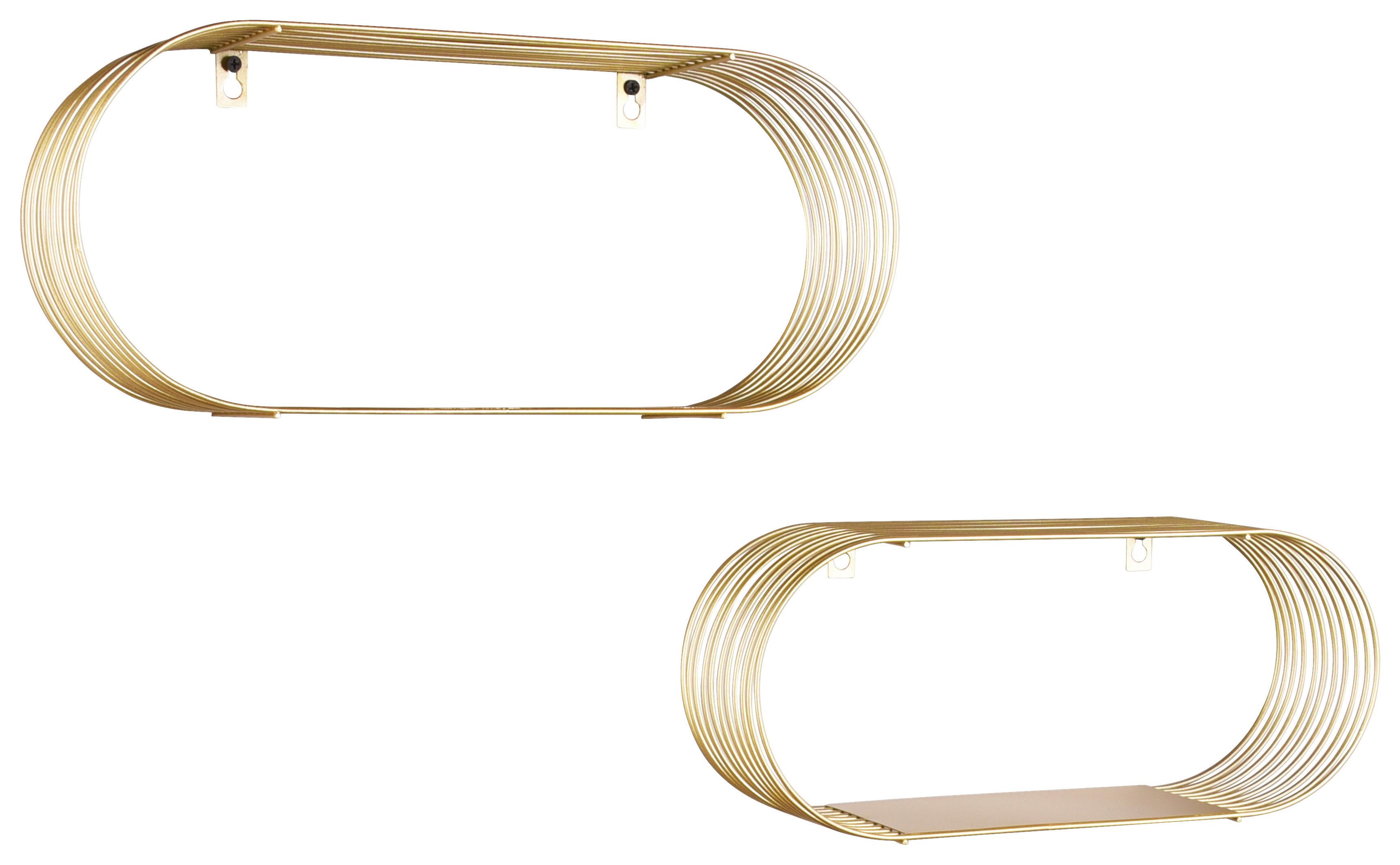 Sada nástenných regálov zlatá - zlatá, Modern, kov (43/18/10cm) - Mömax