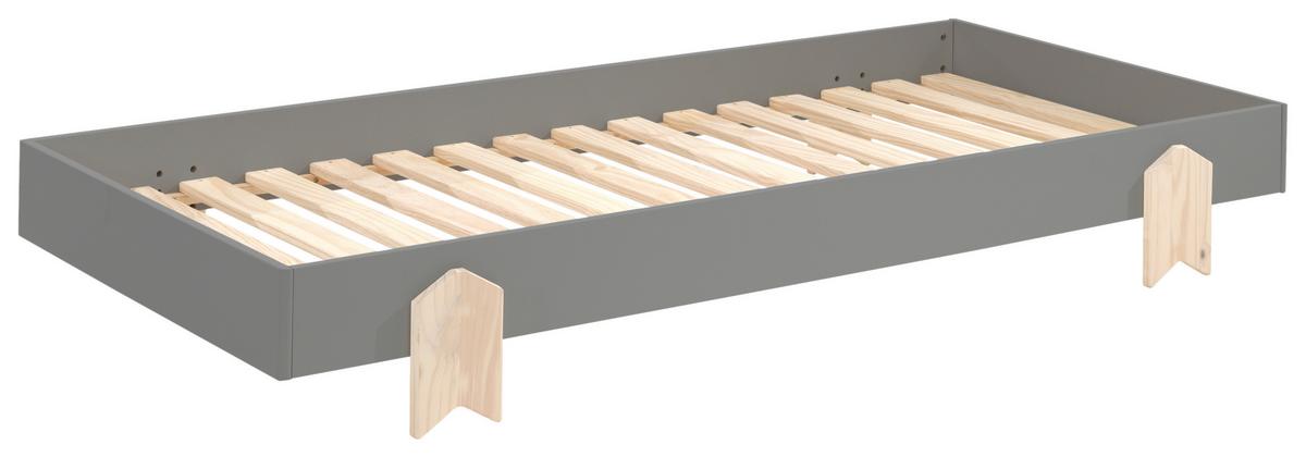 Postel pro děti a mládež MODULO šedá - barvy borovice/šedá, Moderní, dřevo/kompozitní dřevo (90/200cm) - MID.YOU