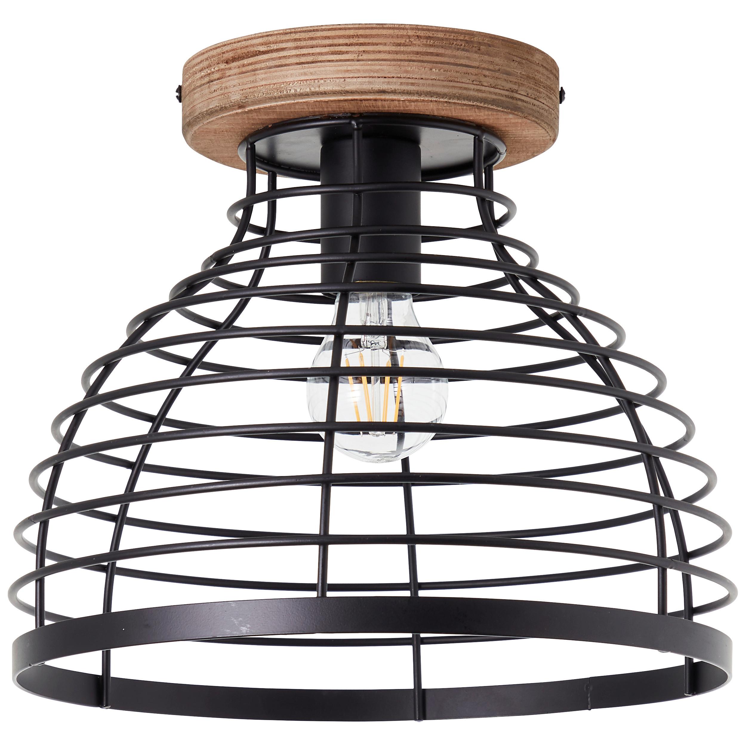 Deckenleuchte 99563/76 Avia - Schwarz, Natur, Holz/Metall (30/25cm) - Brilliant